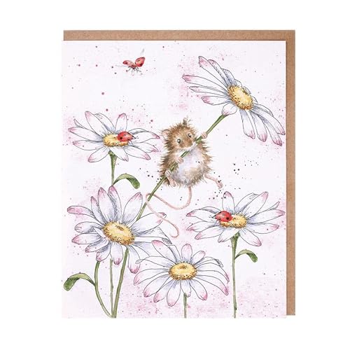 Wrendale - ACS161 - Grußkarte, Doppelkarte mit Umschlag, Oops a daisy, Maus auf Blume, The Country Set Karte, 17cm x 12,5cm von Wrendale