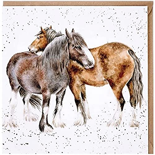 Wrendale - CS208 - Doppelkarte mit Umschlag, Pferde, side by side, 15cm x 15cm, quadratisch von Wrendale Designs