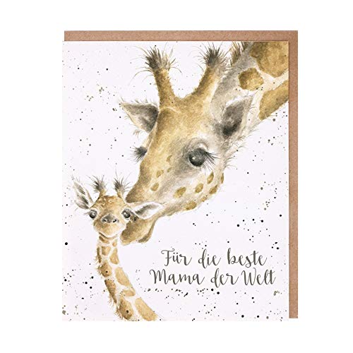 Wrendale Doppelkarte mit Umschlag, Giraffen Mutter mit Kind, Für die beste Mama der Welt, 13,5x17 cm, rechteckig von Wrendale