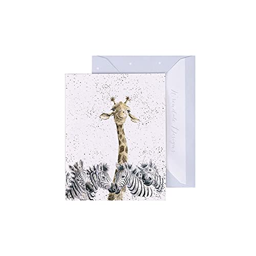 Wrendale - GE065 - Grußkarte, Doppelkarte mit Umschlag, Mini Karte, Nur für dich, Giraffen, Zebras, Head and shoulders, 7,5cm x 9cm von Wrendale