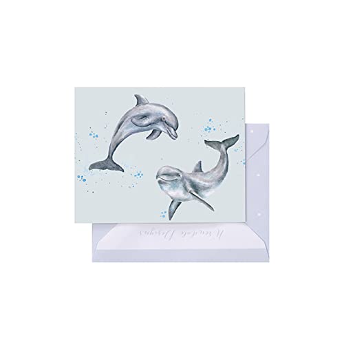 Wrendale - GE125 - Grußkarte, Doppelkarte mit Umschlag, Mini Karte, Nur für dich, Delfine, flippin around, 7,5cm x 9cm von Wrendale
