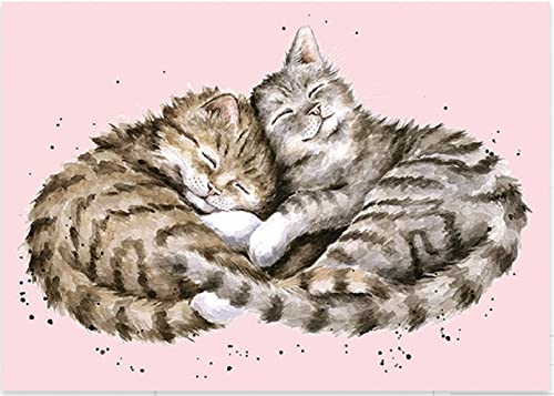 Wrendale - PC008 - Postkarte, kuschelnde Katzen, 10,5cm X 15cm, pink von Wrendale