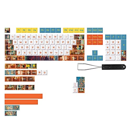 Wresetly 133 Tasten PBT Tastenkappe XDA Kugelkappe 7U Space Bar Split Space Bar Cap Seitliche Sublimationstaste für mechanische Tastatur von Wresetly