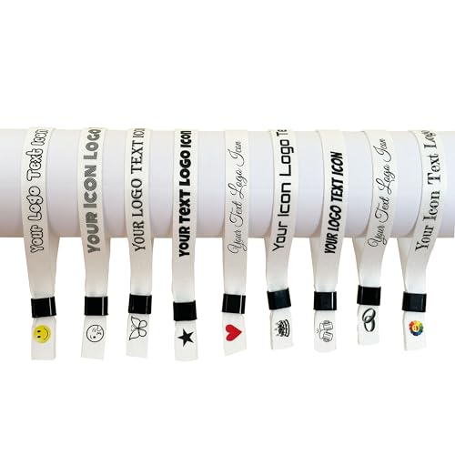 10 Weiß Personalisiertes Festival Stoff Armbänder – Einlassbänder für Events, Partys & Konzerte, Stoffarmband mit individuellem Druck von Wrist Magic Studio
