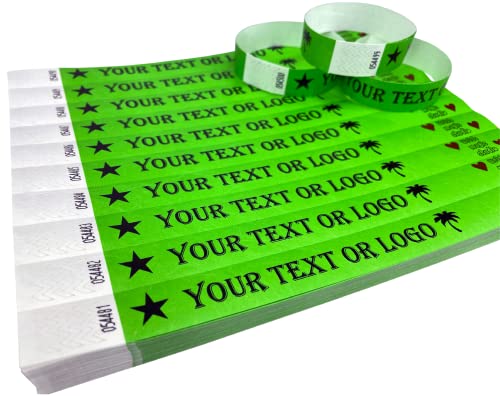 1000 Neongrün Individuell Bedruckte Tyvek-Armbänder mit Ihrem Personalisierten Text/Logo für veranstaltungen, Partys, Festivals, ID von Wrist Magic Studio