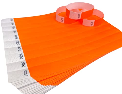200 Armbänder Neon Orange Tyvek-Identifikationsarmbänder für Veranstaltungen, Sicherheit, Partys, Festivals von Wrist Magic Studio