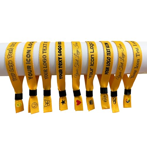 30 Gelb Personalisiertes Festival Stoff Armbänder – Einlassbänder für Events, Partys & Konzerte, Stoffarmband mit individuellem Druck von Wrist Magic Studio