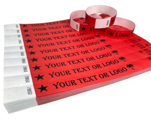3000 Rot Individuell Bedruckte Tyvek-Armbänder mit Ihrem Personalisierten Text/Logo für veranstaltungen, Partys, Festivals, ID von Wrist Magic Studio