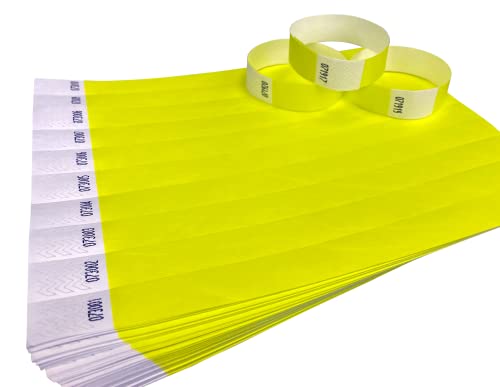 10 Armbänder Neongelb Tyvek-Identifikationsarmbänder für Veranstaltungen, Sicherheit, Partys, Festivals von Wrist Magic Studio