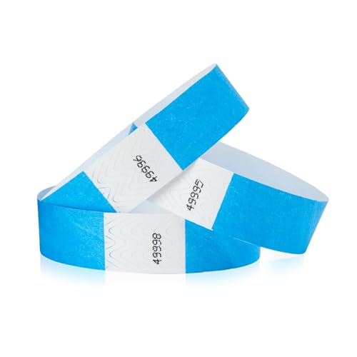 WristCo Tyvek-Armbänder, Bändchen, unnummeriert, 1,9 cm, Neonblau, 300 Stück von Wristco