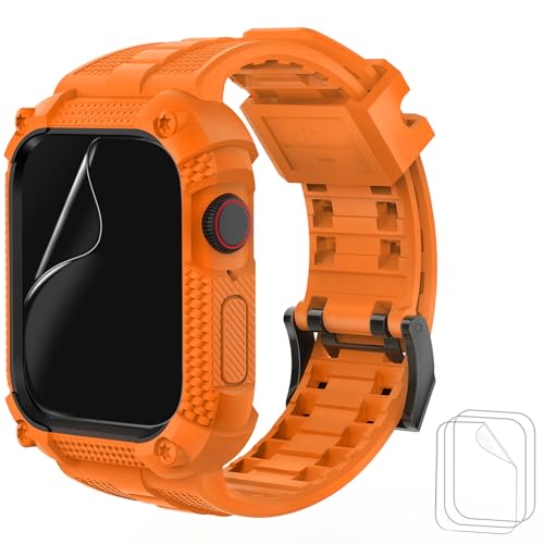 Wristitani kompatibel mit Apple Watch Armband 45mm mit Hülle Stoßfest Sport Wassserdicht armband,Robuste Schutzhülle mit Displayschutz, Ersatzarmband für iWatch Series 7 von Wristitani