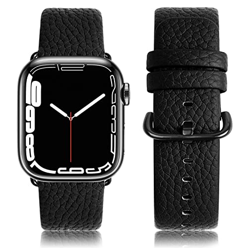 Wristitani kompatibel mit Apple Watch Armband 49mm 45mm 44mm, Lederband Ersatzband mit Edelstahl-Verschluss für Damen Herren, Klassische Leder Armbänder für iWatch Ultra/8/7/6/5/4 /SE Armband von Wristitani