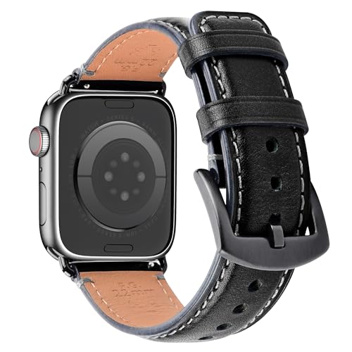 Wristitani kompatibel mit Apple Watch Lederarmband 49mm 45mm 41mm 44mm 40mm 42mm 38mm Vintage Ersatzarmband für iWatch Ultra/9/8/7/6/SE/5/4/3/2/1 Premium Echte Original Uhrenarmband für Herren Damen von Wristitani