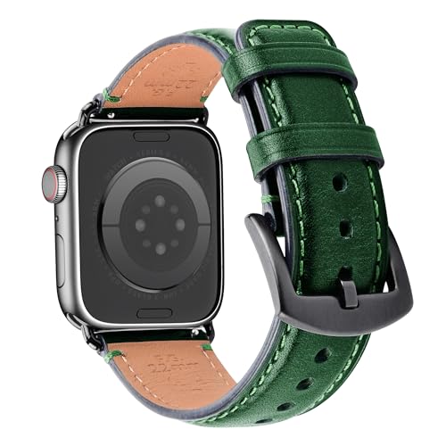 Wristitani kompatibel mit Apple Watch Lederarmband 49mm 45mm 41mm 44mm 40mm 42mm 38mm Vintage Ersatzarmband für iWatch Ultra/8/7/6/SE/5/4/3 Premium Echte Original Uhrenarmband für Herren Damen von Wristitani