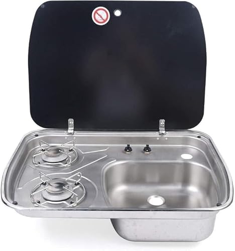 Gas-Camping-Kocher, integriertes Wohnmobil-Gasherd, 2 Brenner, Gasherd und 1 Edelstahl-Spüle, Combo mit Glasabdeckung, für Outdoor, Camping, Wohnmobil, Wohnwagen, Wohnmobil, Küche, nur LPG-Gas Gas-Camping-Kocher, integriertes Wohnmobil-Gasherd, 2 Brenner, Gasherd und 1 Edelstahl-Spüle, Combo mit Glasabdeckung, für Outdoor, Camping, Wohnmobil, Wohnwagen, Wohnmobil, Küche, nur LPG-Gas von Wrobelax