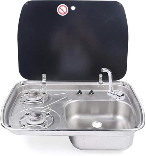 Gas-Camping-Kocher, integriertes Wohnmobil-Gasherd, 2 Brenner, Gasherd und 1 Edelstahl-Spüle, Combo mit Glasabdeckung, für Outdoor, Camping, Wohnmobil, Wohnwagen, Wohnmobil, Küche, nur LPG-Gas Gas-Camping-Kocher, integriertes Wohnmobil-Gasherd, 2 Brenner, Gasherd und 1 Edelstahl-Spüle, Combo mit Glasabdeckung, für Outdoor, Camping, Wohnmobil, Wohnwagen, Wohnmobil, Küche, nur LPG-Gas von Wrobelax
