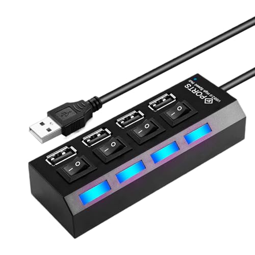 USB-Hub, Multi-Port-Splitter, Datenübertragungsstation, kompakte Anti-Rutsch-Basis, unabhängige Tastensteuerung, für Remote-Arbeit, Spiel-Setup, Studio, Reisen, Fotografie, (ABS) von Wrohto