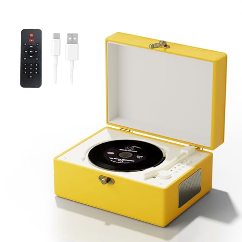 Tragbarer CD-Player mit Lautsprecher, Fernbedienung, 3600 mAh Akku, Gelb, 20 x 15 x 10 cm, 1,3 kg Tragbarer CD-Player mit Lautsprecher, Fernbedienung, 3600 mAh Akku, Gelb, 20 x 15 x 10 cm, 1,3 kg von Wrong colors