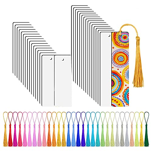 Wrtysully 30 StüCk Sublimationsrohlinge Lesezeichen, Sublimationsrohlinge mit 30 StüCk Bunten Quasten für DIY Lesezeichen Bastelprojekte Wrtysully 30 StüCk Sublimationsrohlinge Lesezeichen, Sublimationsrohlinge mit 30 StüCk Bunten Quasten für DIY Lesezeichen Bastelprojekte von Wrtysully