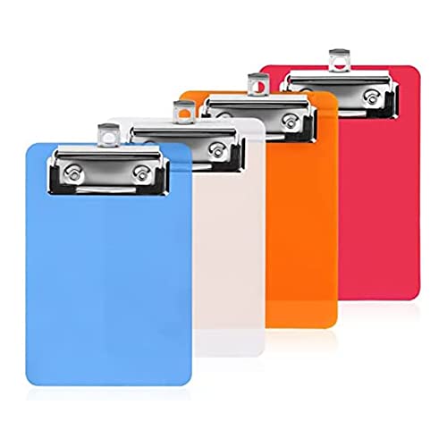 Wrtysully 4 X 6 Mini-Klemmbrett, 4 Stück, Kleine Klemmbretter, Klemmbrett, Notizblöcke, Klemmbrett, Memo-Größe, Kunststoff-Klemmbrett von Wrtysully