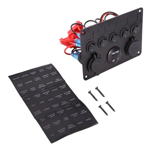 Wrtysully 5 Gang 12V / 24V Inline Sicherungs Kasten LED Schalt Tafel Dual USB Auto Boot Truck von Wrtysully