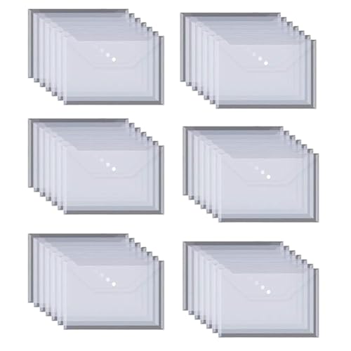 Wrtysully 50PCS Transparente Wasserdichte Umschlagmappe mit Knöpfen, A4-Größe, Dickes Kunststoffmaterial für Schule und Büro von Wrtysully