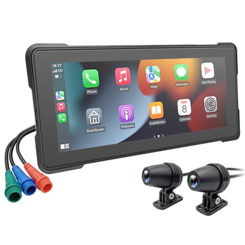 Wrtysully 6,86 Tragbarer Motorrad-DVR, Kabelloses Carplay, Android Auto, Touchscreen, Wasserdichter Monitor, GPS-Navigation, Dashcam Wrtysully 6,86 Tragbarer Motorrad-DVR, Kabelloses Carplay, Android Auto, Touchscreen, Wasserdichter Monitor, GPS-Navigation, Dashcam von Wrtysully