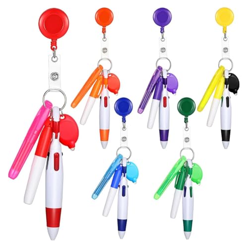Wrtysully 6er-Pack Ausweishalter, Druckkugelschreiber, Clip mit Mini-Textmarker, Krankenschwester-Stifte, Neon-Marker, LED-Schlüsselanhänger Wrtysully 6er-Pack Ausweishalter, Druckkugelschreiber, Clip mit Mini-Textmarker, Krankenschwester-Stifte, Neon-Marker, LED-Schlüsselanhänger von Wrtysully