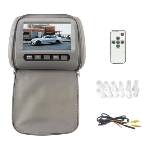 Wrtysully Auto-Kopfstützenmonitor, Universeller 7-TFT-LED-Bildschirm, Kissen, AV-Eingang, Auto-Kopfstütze, Hinteres Video-AV-Display (mit Reißverschluss) von Wrtysully
