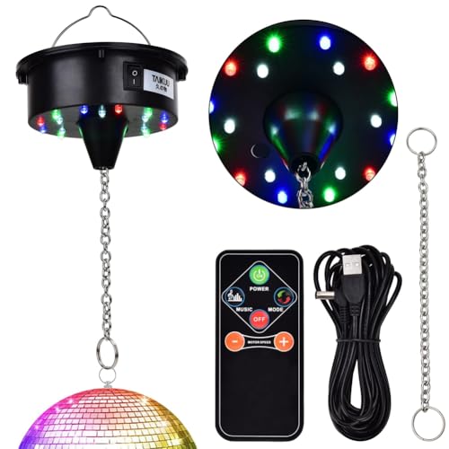Wrtysully Diskokugel-Motorlichter mit Fernbedienung, 3-15 Min Einstellbarer Spinner, 18 LEDs für 8 10 12 16 20 24 Duty Spiegelkugelmotor Wrtysully Diskokugel-Motorlichter mit Fernbedienung, 3-15 Min Einstellbarer Spinner, 18 LEDs für 8 10 12 16 20 24 Duty Spiegelkugelmotor von Wrtysully