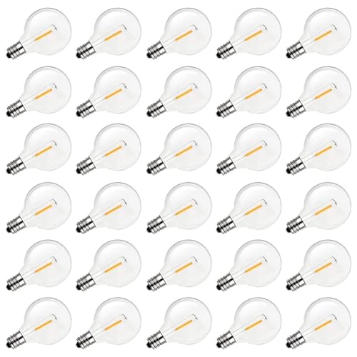 Wrtysully G40 LED-Ersatzglühbirnen, Bruchsichere Globe-Glühbirnen mit E12-Schraubsockel für Lichterketten im Außenbereich, Warmweiß, 30er-Pack Wrtysully G40 LED-Ersatzglühbirnen, Bruchsichere Globe-Glühbirnen mit E12-Schraubsockel für Lichterketten im Außenbereich, Warmweiß, 30er-Pack von Wrtysully