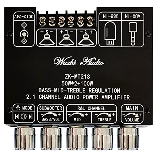 Wrtysully -MT21S 2X50W+100W 2.1 Kanal Subwoofer Digital Power VerstäRker Board AUX 12V 24V Audio Stereo Bluetooth 5.1 Bass Wrtysully -MT21S 2X50W+100W 2.1 Kanal Subwoofer Digital Power VerstäRker Board AUX 12V 24V Audio Stereo Bluetooth 5.1 Bass von Wrtysully