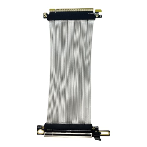 Wrtysully PCIe 5.0 X16 GPU Grafikkarten-Verlängerungskabel PCI-E 5.0 Gen5 64GB/S Versilbertes Kabel 90° Rechtwinkliges Riser-Kabel 10cm von Wrtysully