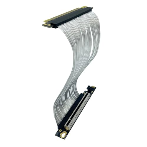 Wrtysully PCIe 5.0 X16 GPU Grafikkarten-Verlängerungskabel PCI-E 5.0 Gen5 64GB/S Versilbertes Kabel 90° Rechtwinkliges Riser-Kabel 15cm von Wrtysully