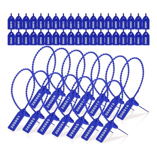 Wrtysully Sicherheitsnummer-Reißverschlusshalsband Aus Kunststoff mit Manipulationssicherem Siegel, 250 mm Länge, 2000 Stück, Blau Wrtysully Sicherheitsnummer-Reißverschlusshalsband Aus Kunststoff mit Manipulationssicherem Siegel, 250 mm Länge, 2000 Stück, Blau von Wrtysully