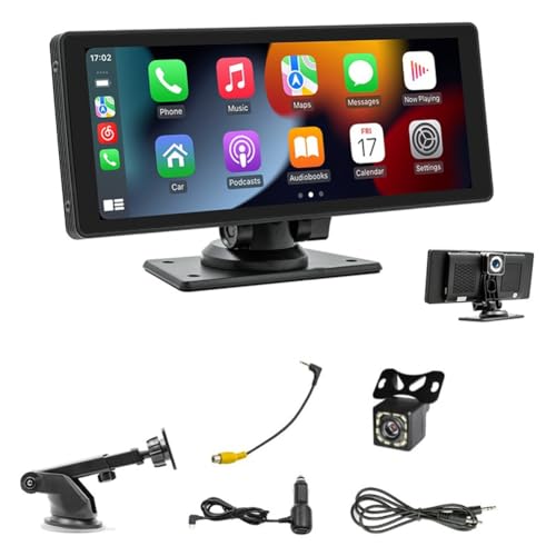 Wrtysully Tragbares Kabelloses Carplay-Autoradio mit Dashcam – 10,26-HD-IPS-Bildschirm, Android Auto, 1080P-Rückfahrkamera, Bluetooth-Ersatzteile von Wrtysully