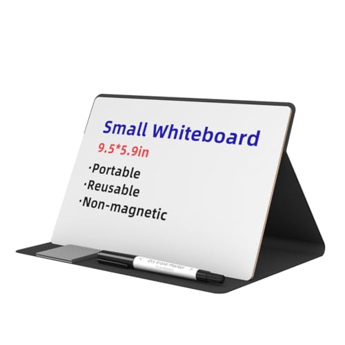 Wrtysully Tragbares Kleines Whiteboard, Wiederverwendbares Mini-Magnet-Whiteboard mit Trocken Abwischbarem Marker-Tuch, Magnetisches Whiteboard, Schwarz von Wrtysully
