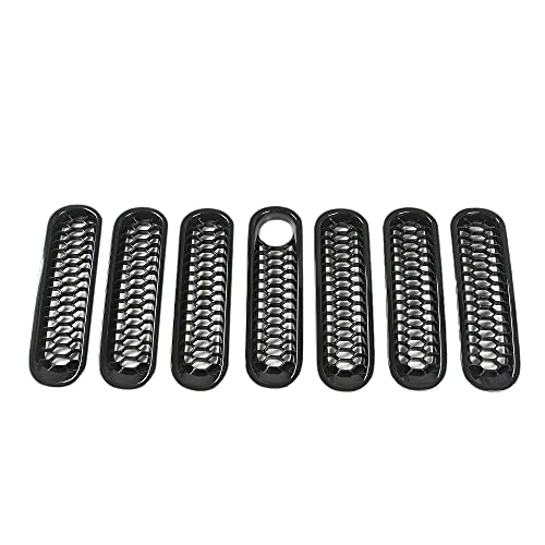 Wrtysully Vorder Grill Gitter Inserts Kit Waben Klammer-In KüHler Grill Schutz Gitter Grille mit Verriegelungs Loch für JK 2007-2017 von Wrtysully