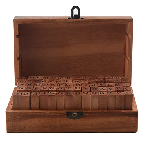 Wrtysully Wooden Rubber StaBox - Vintage Style-Diary Briefmarken 70 Stueck Anzahl StaBuchstaben-und Zahlenkombination StaSet Wrtysully Wooden Rubber StaBox - Vintage Style-Diary Briefmarken 70 Stueck Anzahl StaBuchstaben-und Zahlenkombination StaSet von Wrtysully