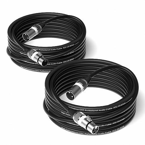 Wrugste XLR Kabel Premium Symmetrisches XLR Mikrofonkabel,10M 2Stück 3-Pin XLR Stecker auf Buchse DMX Mikrofonkabel für Studioaufnahmen und Live-Produktion von Wrugste