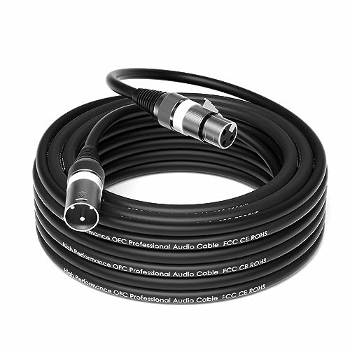 Wrugste XLR Kabel Premium Symmetrisches XLR Mikrofonkabel,15M 1Stück 3-Pin XLR Stecker auf Buchse DMX Mikrofonkabel für Studioaufnahmen und Live-Produktion von Wrugste