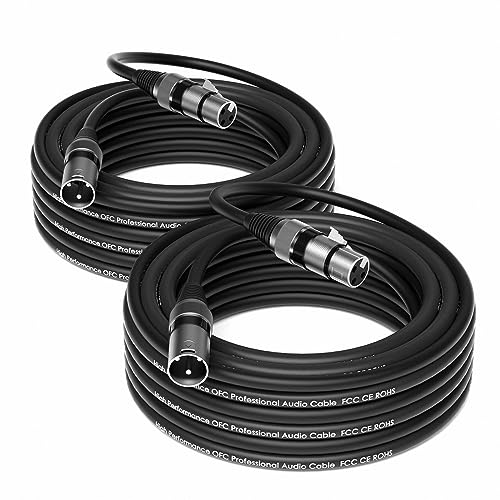 Wrugste XLR Kabel Premium Symmetrisches XLR Mikrofonkabel,15M 2Stück 3-Pin XLR Stecker auf Buchse DMX Mikrofonkabel für Studioaufnahmen und Live-Produktion von Wrugste