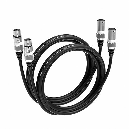 Wrugste XLR Kabel Premium Symmetrisches XLR Mikrofonkabel,2M 2Stück 3-Pin XLR Stecker auf Buchse DMX Mikrofonkabel für Studioaufnahmen und Live-Produktion von Wrugste