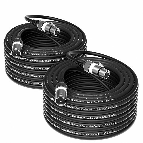 Wrugste XLR Kabel Premium Symmetrisches XLR Mikrofonkabel,30M 2Stück 3-Pin XLR Stecker auf Buchse DMX Mikrofonkabel für Studioaufnahmen und Live-Produktion von Wrugste