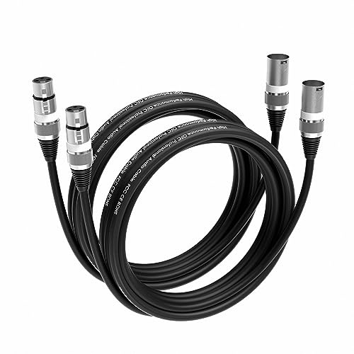 Wrugste XLR Kabel Premium Symmetrisches XLR Mikrofonkabel,3M 2Stück 3-Pin XLR Stecker auf Buchse DMX Mikrofonkabel für Studioaufnahmen und Live-Produktion von Wrugste