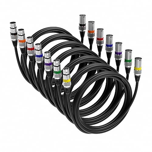 Wrugste XLR Kabel Premium Symmetrisches XLR Mikrofonkabel,3M 7Stück 3-Pin XLR Stecker auf Buchse DMX Mikrofonkabel für Studioaufnahmen und Live-Produktion (3M-7Stück) von Wrugste