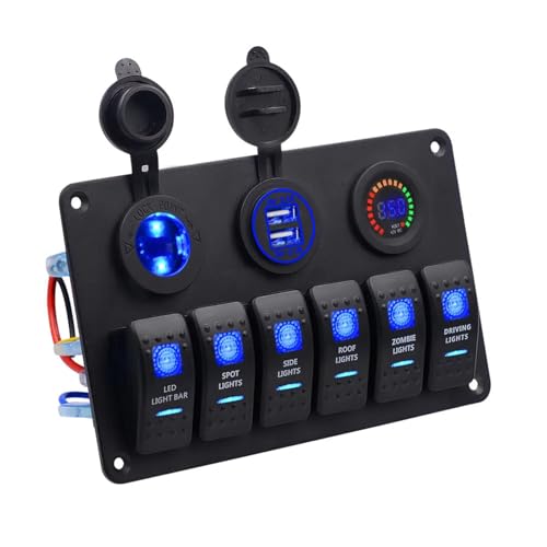 Allgemeine Switches Panel 6 Gang Rocker Steuerung Mit Integrierten Doppel USB Anschlüssen Elektrische Messgeräte Einfache Installationen Für Fahrzeuge Allgemeine Switches Panel 6 Gang Rocker Steuerung Mit Integrierten Doppel USB Anschlüssen Elektrische Messgeräte Einfache Installationen Für Fahrzeuge von Wsdsgz