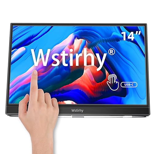 Wstirhy Portable Touchscreen Monitor 14 Zoll 1920x1080p IPS Touch Bildschirm USB C Monitor mit Lautsprechern, HDMI, Typ-c Reisemonitor externer Monitor für PC Laptop Xbox PS4/5 Switch von Wstirhy