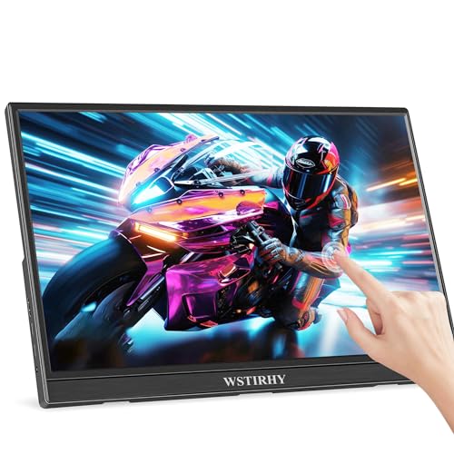 Wstirhy Portable Touchscreen Monitor 15,6 Zoll FHD 1080P IPS Berührungs Bildschirm Tragbarer Monitor mit USB C HDMI, 99% sRGB/HDMI/Typ C 3.1, integrierter Lautsprecher von Wstirhy