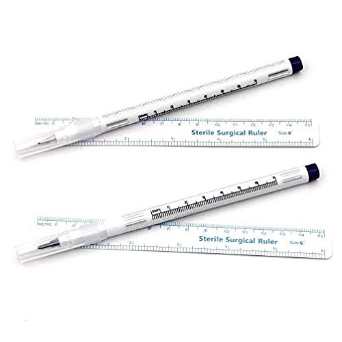 Wudaizhi Chirurgische Spitzenmarkierungen Hautmarker Stift Tattoo Stift (0,5 Mm, 1 Mm) Papier Lineal Positionieren Körperkunststift Mit Regeln von Wudaizhi